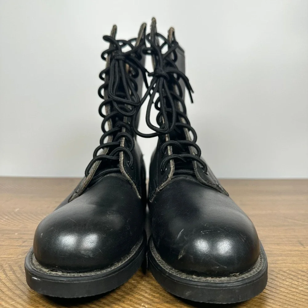 VTG Addison Combat Boots 4 M Black Leather 1988 Military Issue Biltrite Combat